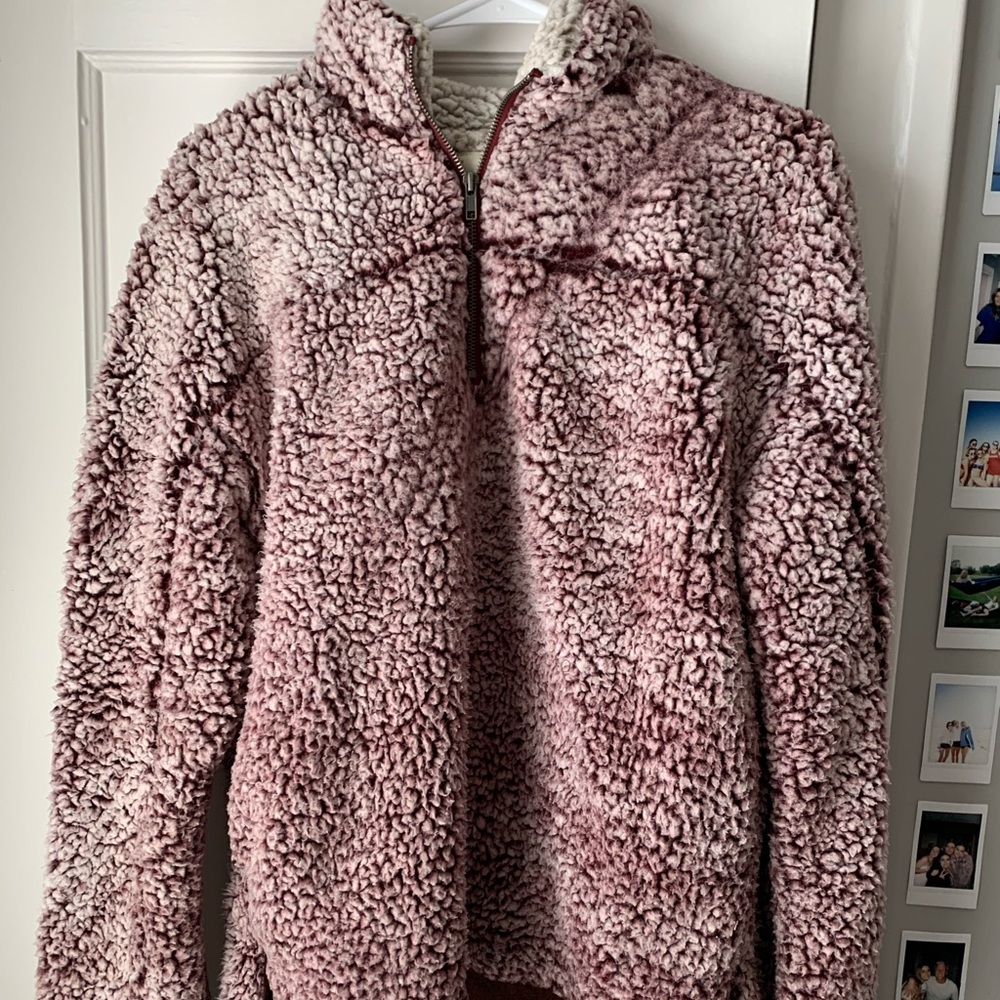 Rose Sherpa quarter zip